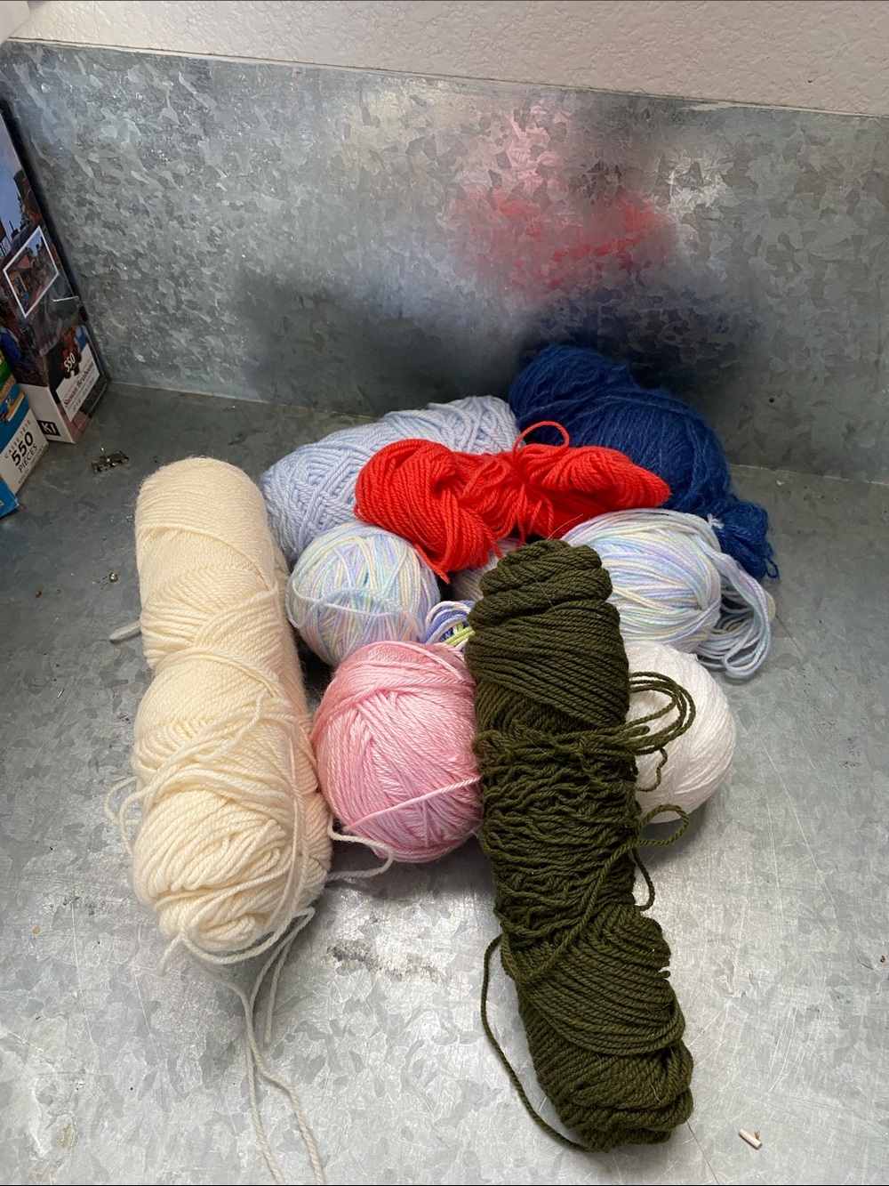 Assorted Yarn Bundle in Cream, Pink, Olive, Navy, Red, Pastel Multicolor